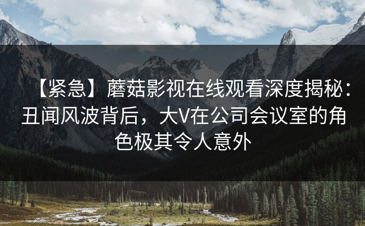 【紧急】蘑菇影视在线观看深度揭秘:丑闻风波背后,大V在公司会议室的角色极其令人意外 【紧急】蘑菇影视在线观看深度揭秘:丑闻风波背后,大V在公司会议室的角色极其令人意外