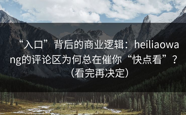 “入口”背后的商业逻辑：heiliaowang的评论区为何总在催你“快点看”？（看完再决定）
