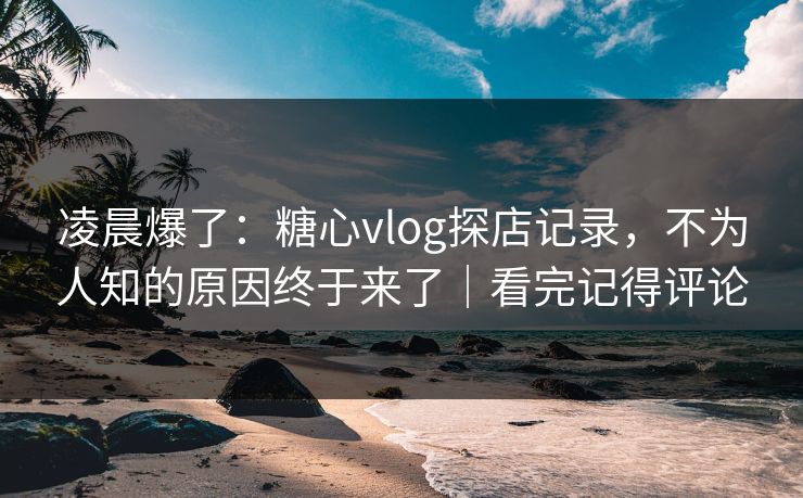 凌晨爆了:糖心vlog探店记录,不为人知的原因终于来了|看完记得评论 凌晨爆了:糖心vlog探店记录,不为人知的原因终于来了|看完记得评论